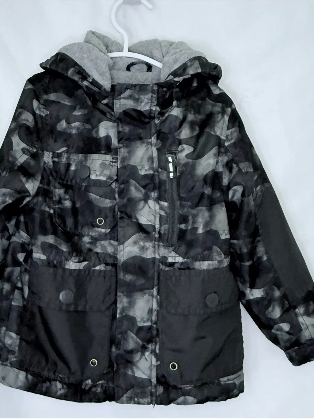 OshKosh B'gosh Black & Gray Camouflage Hooded Raincoat